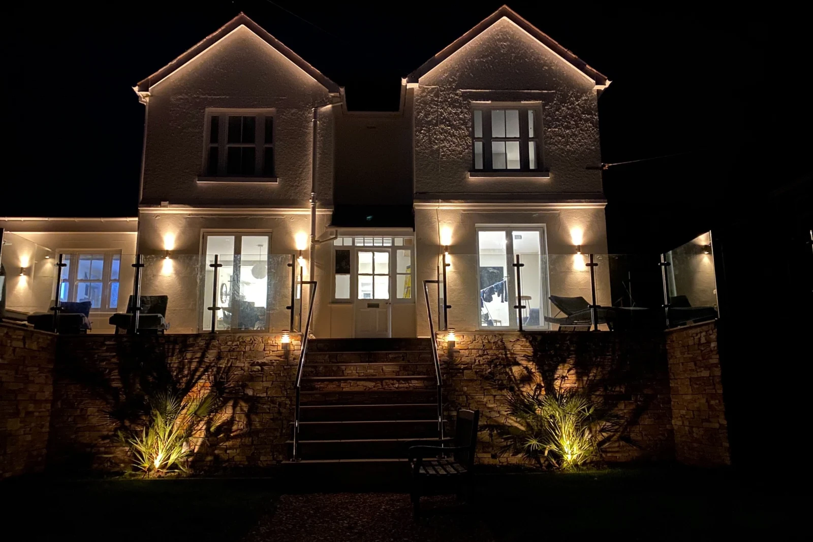 Clevedon lit up at night. 