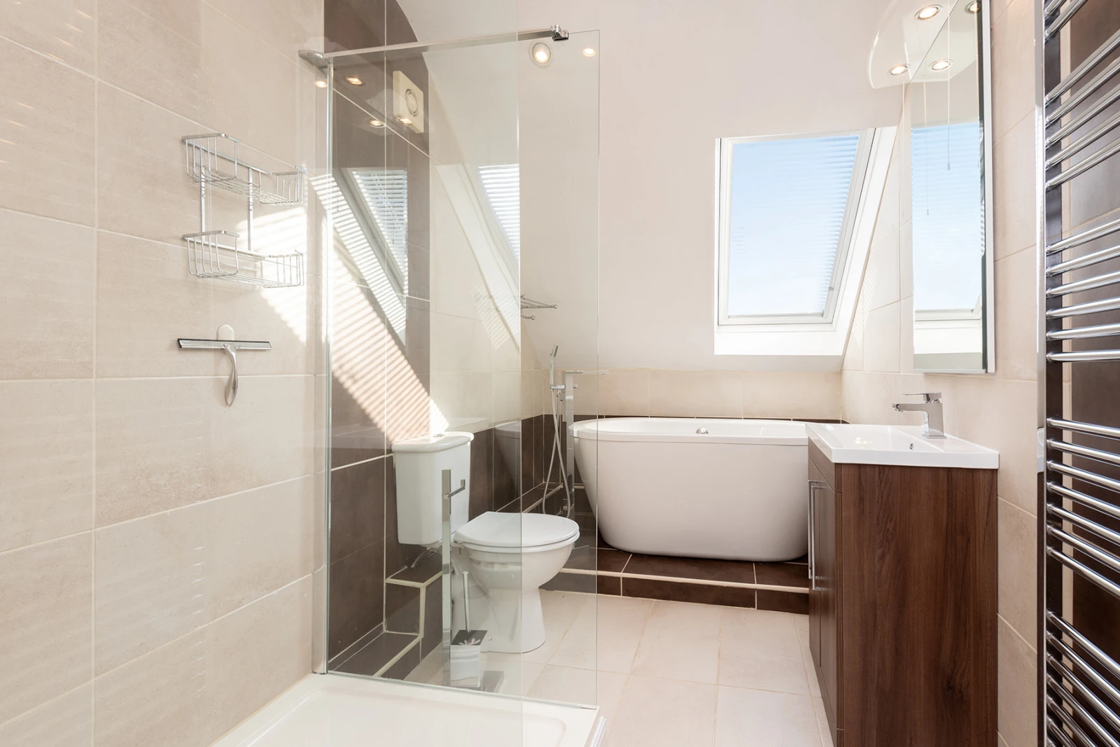 The fabulous bathroom complete with freestanding bath. 