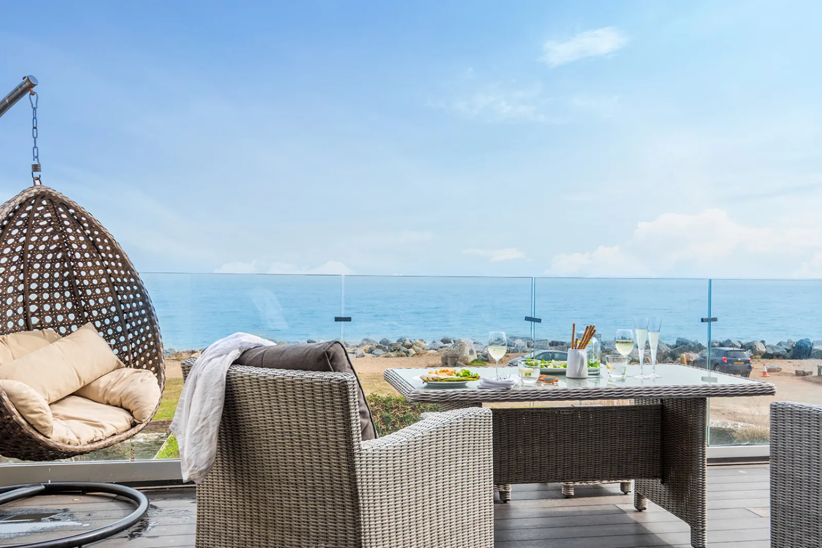 Panoramic sea views form the balcony