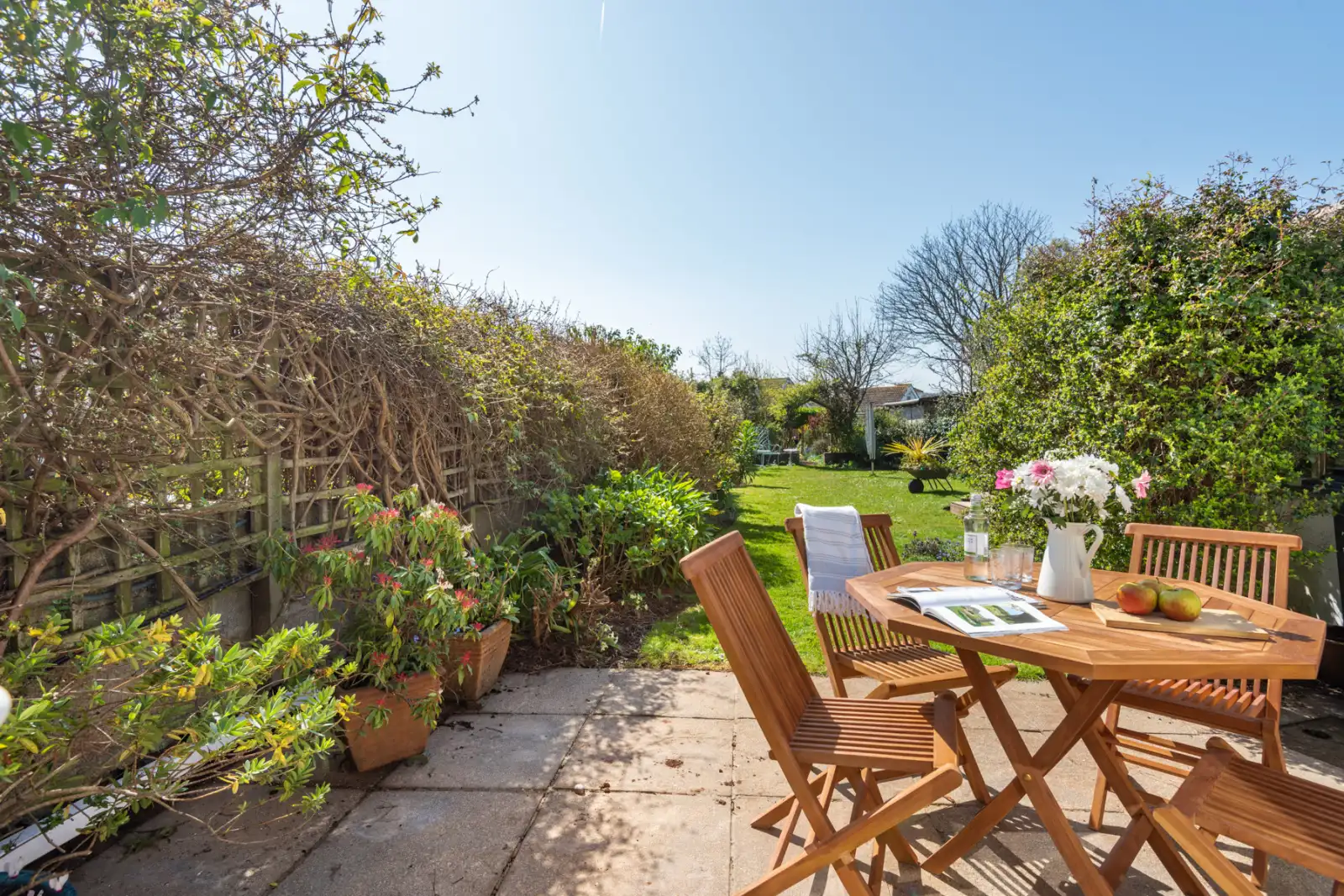 The lovely sunny patio seating area
