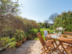 The lovely sunny patio seating area