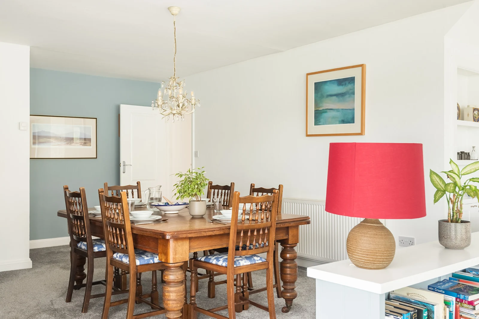 The dining area had a large family table - perfect for sharing meals or playing a board game together.
