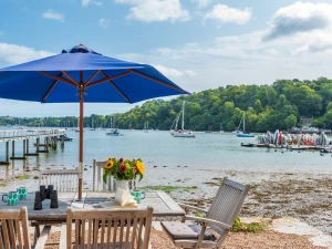 Stunning front patio beside the River Dart