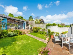 Back garden with studio at the rear, perfect for those looking to escape for a short while.