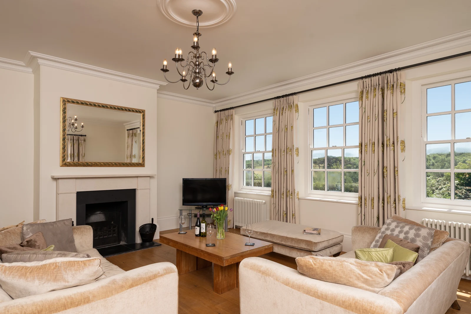 Views and a sense of grandeur throughout.