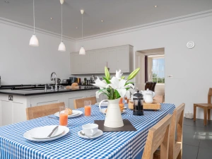 Large, modern and well equipped kitchen.