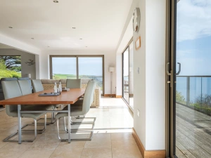 The beautiful open plan diner opens up onto the deck