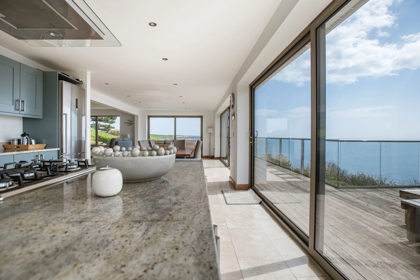 Stunning scenes out to sea from the kitchen at Horizons