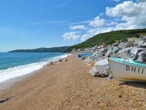 The beach is a pebbles throw from marvellous Middlecombe Lodge