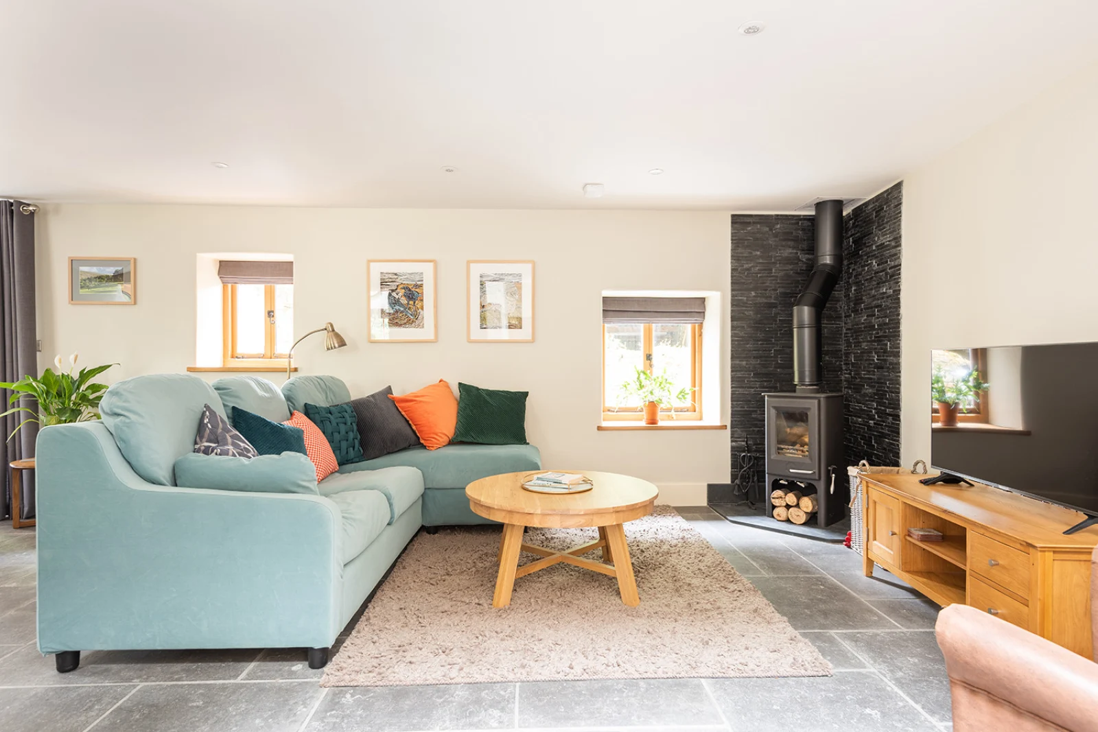 Cosy sitting area with log burner