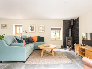 Cosy sitting area with log burner