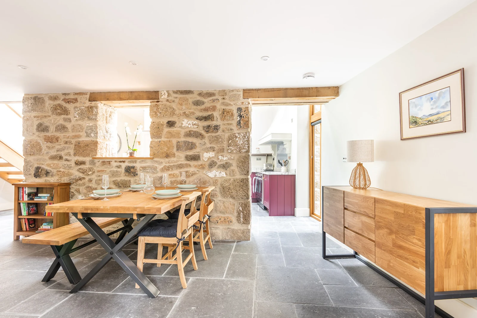 Dining area with table and seating for 4