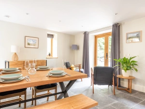 Dining area with doors to rear patio