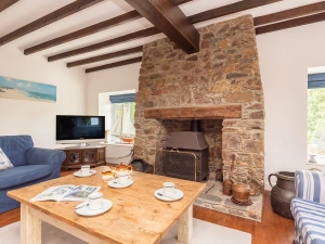 Another view of the lounge with log burner