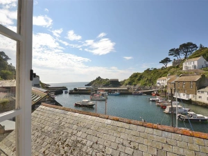 The lovely views of Polperro harbour and out to sea from Penny Cottage