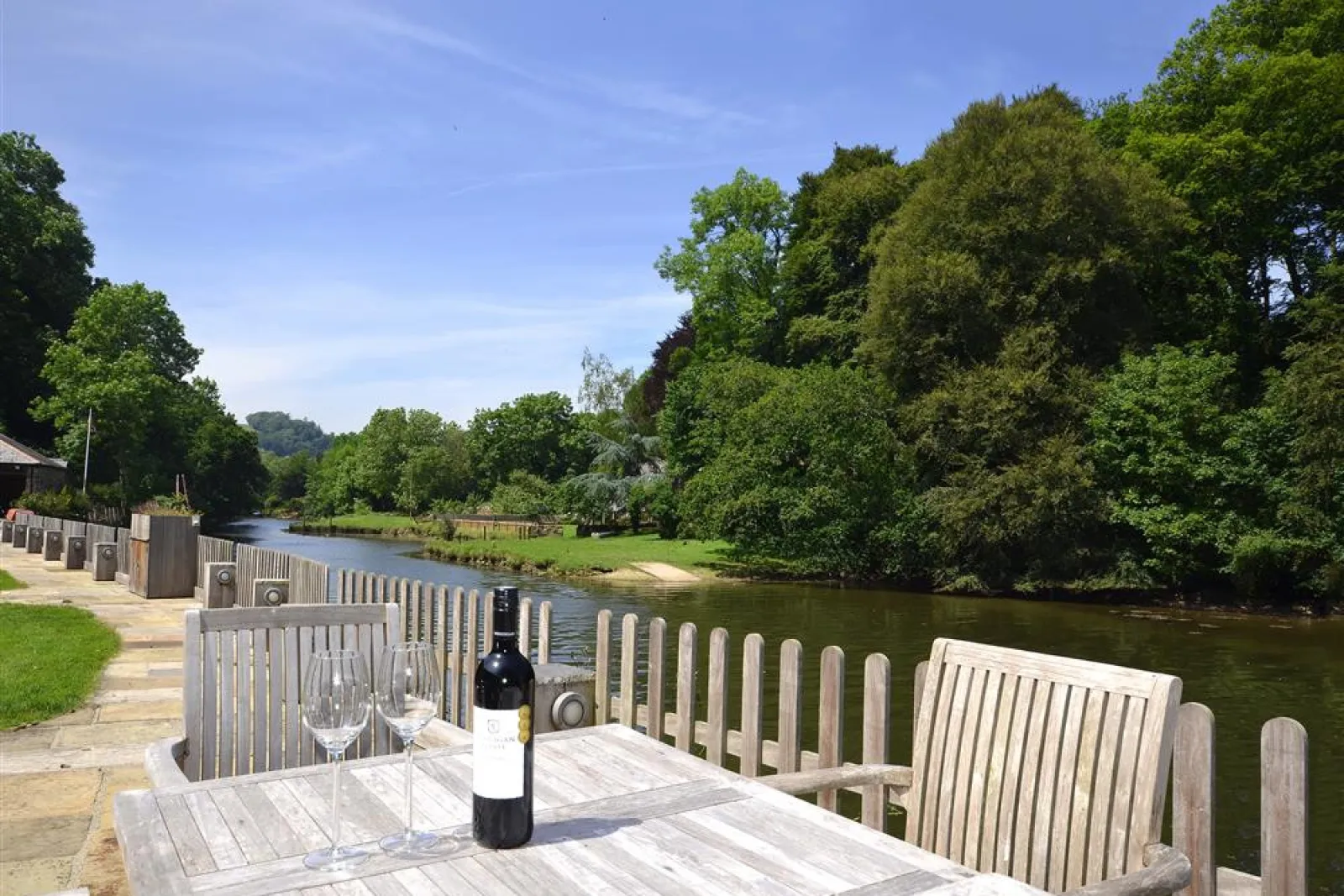 The stunning water views from the garden at Perchwood Shippon.