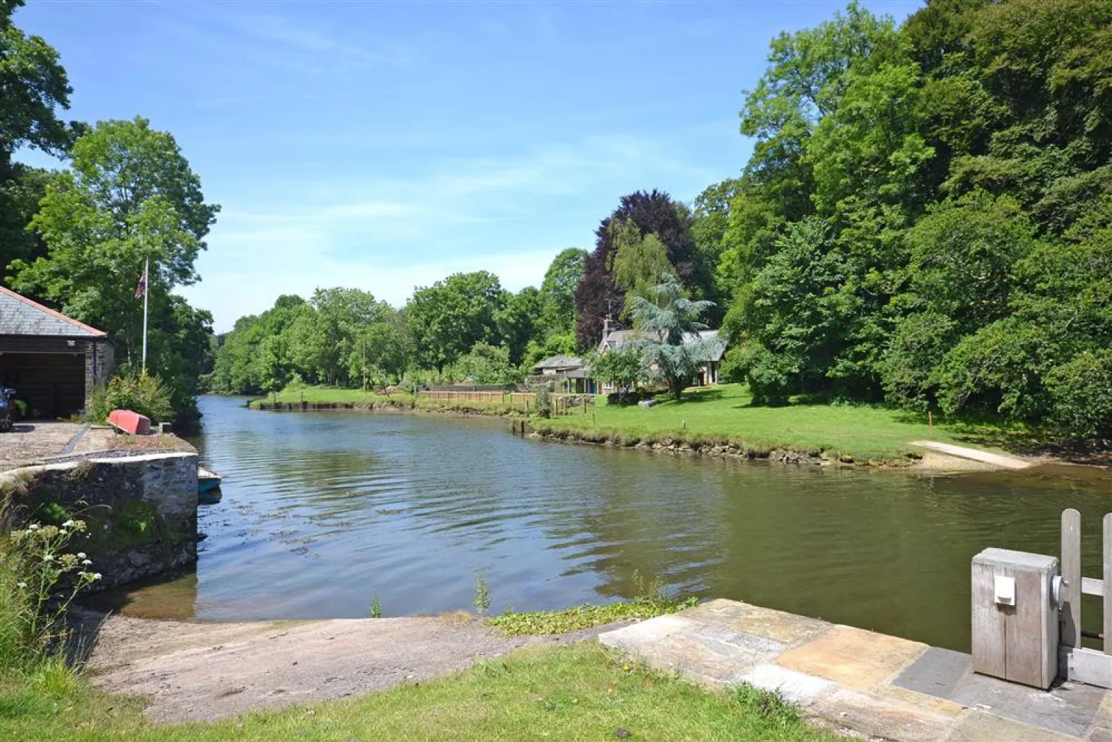 The private slipway at Perwood Shippon with a mooring for a small boat.