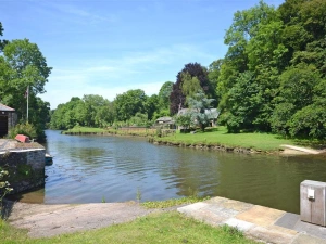The private slipway at Perwood Shippon with a mooring for a small boat.
