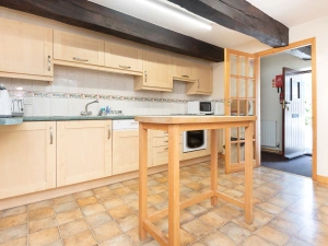 The kitchen area. 