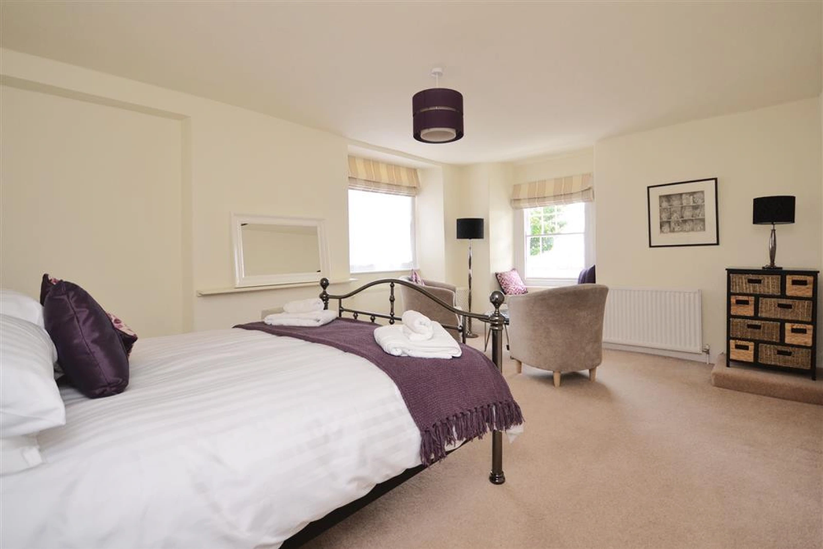 The master bedroom looks out to sea.