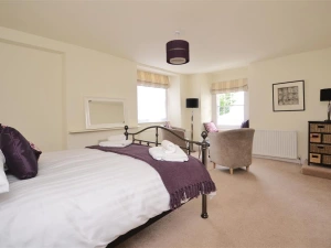 The master bedroom looks out to sea.
