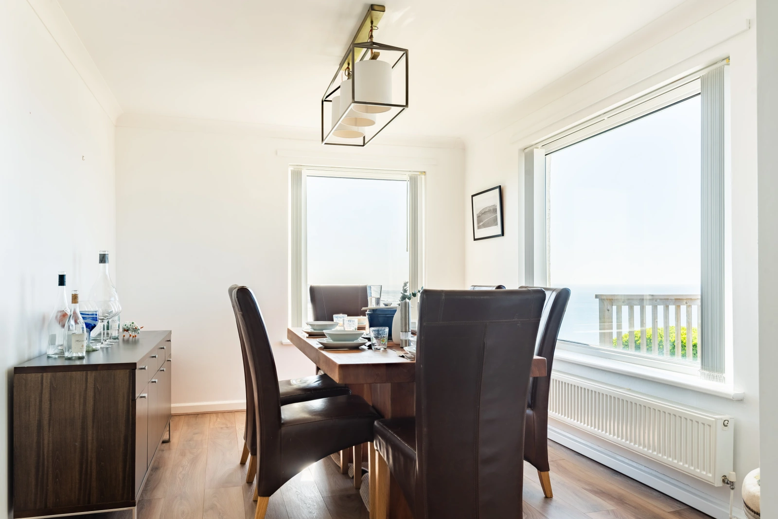 Dining room with light flooding in 