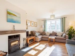 The seating area and feature log burner.