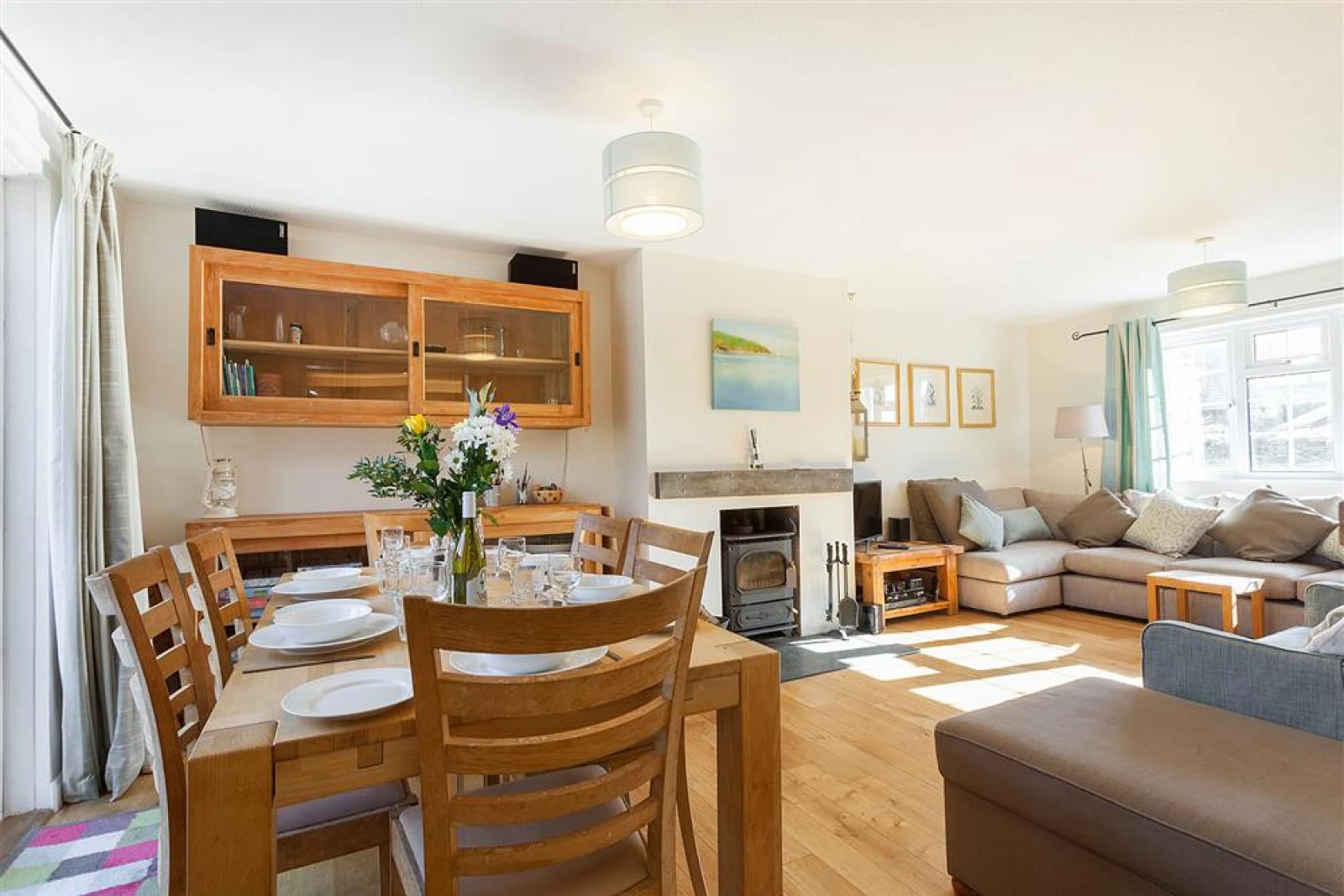 Light and bright dining area.