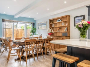 The dining area with further relaxing area. 