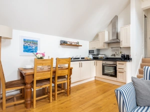 The open plan kitchen and dining area