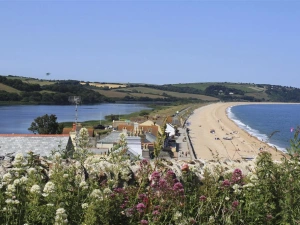 The view of Torcross from the front terrace at The White House.