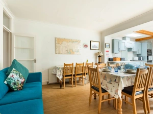 The kitchen diner with a large sofa for relaxing