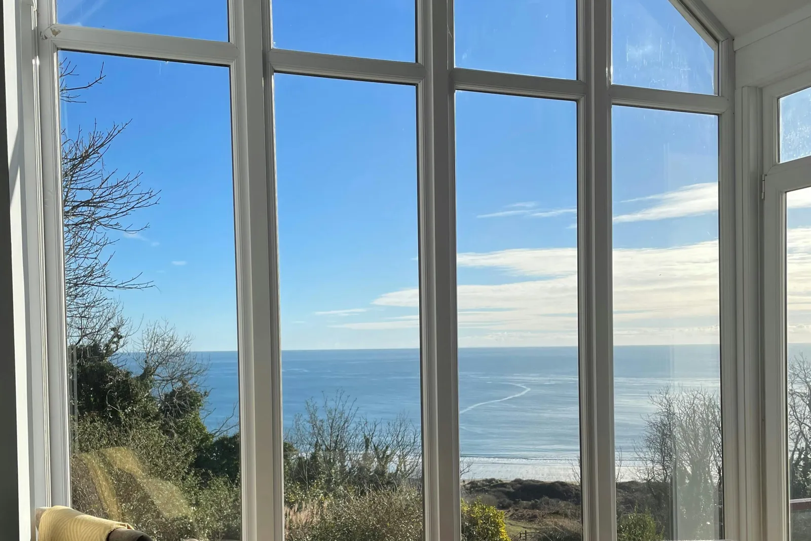 Large window with sea views