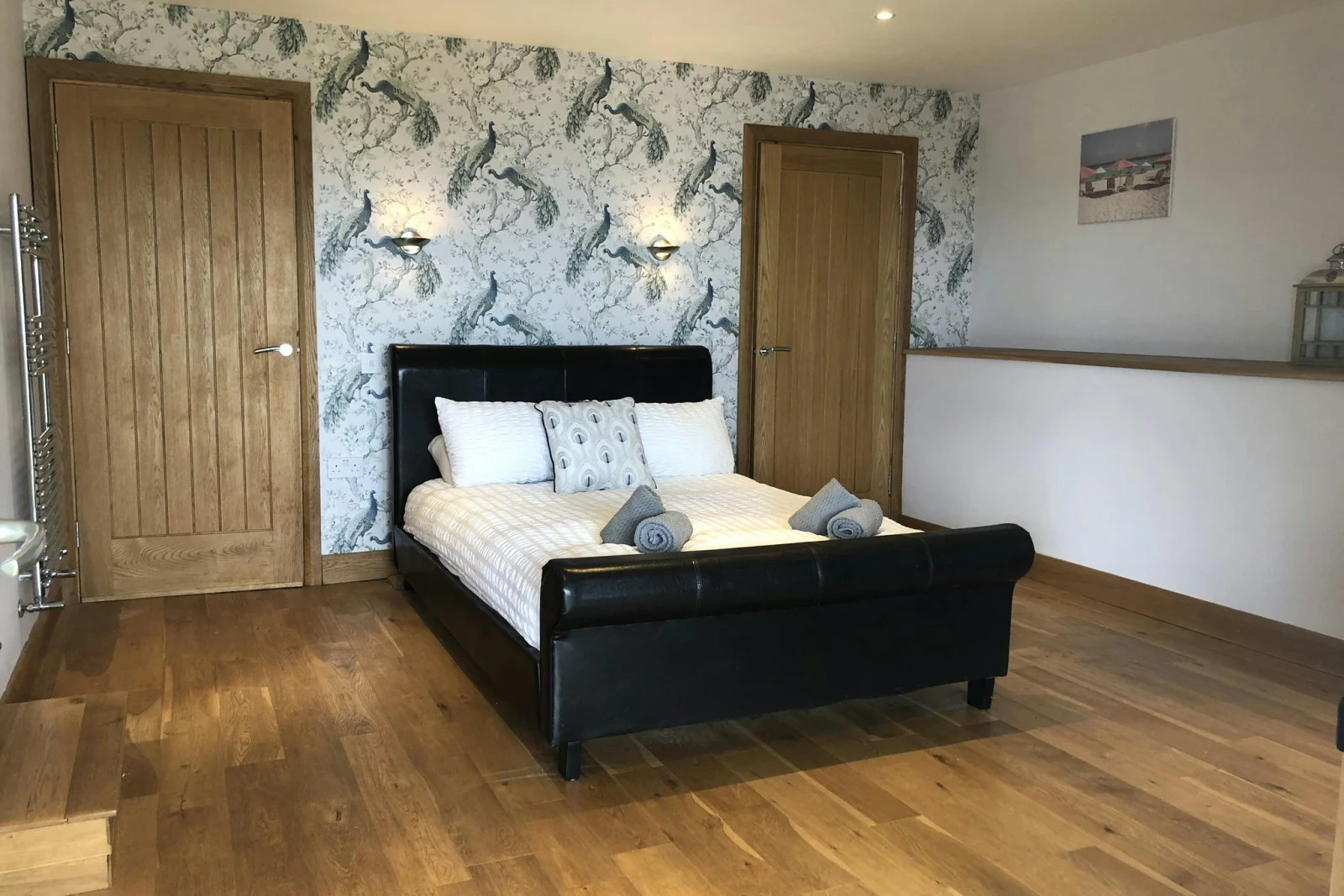 Black leather double bed