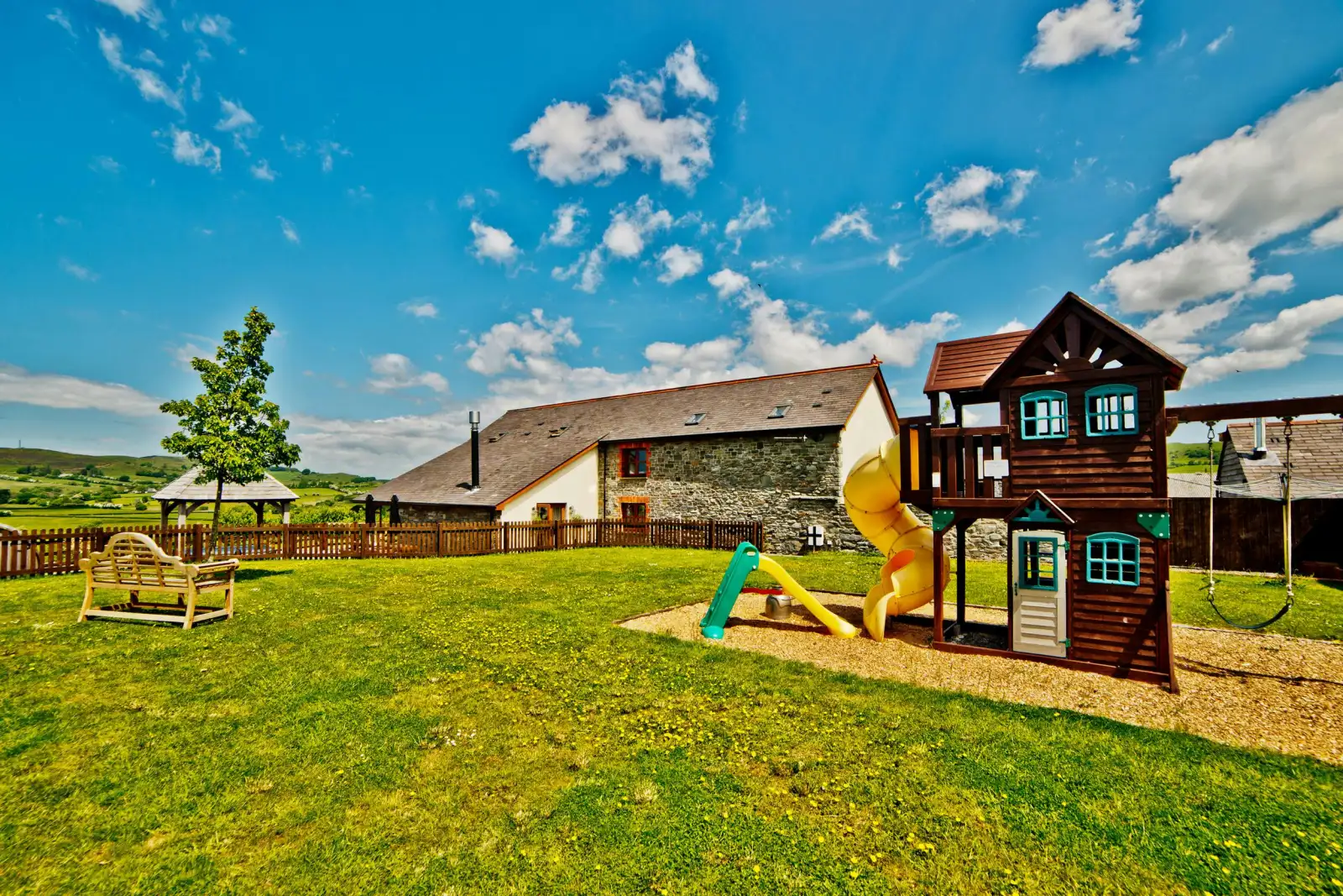 Play area in enclosed garden