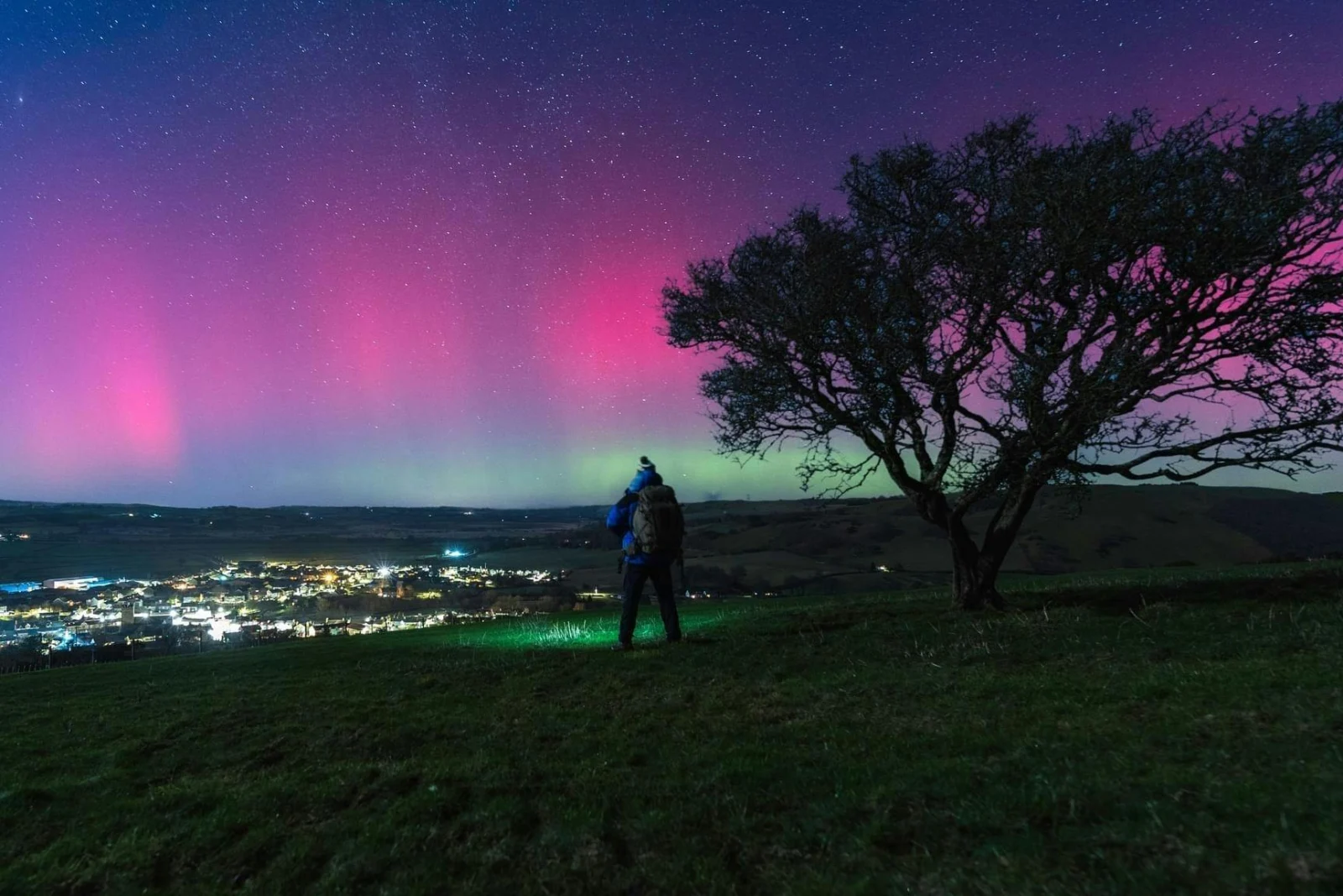 The Northern lights across the village