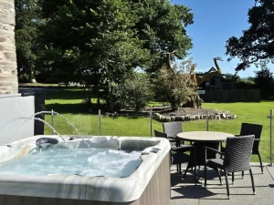 Hot tub with views over the garden