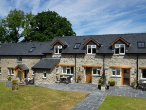 Penwern Fach Cottages with Towy Cottage on the left