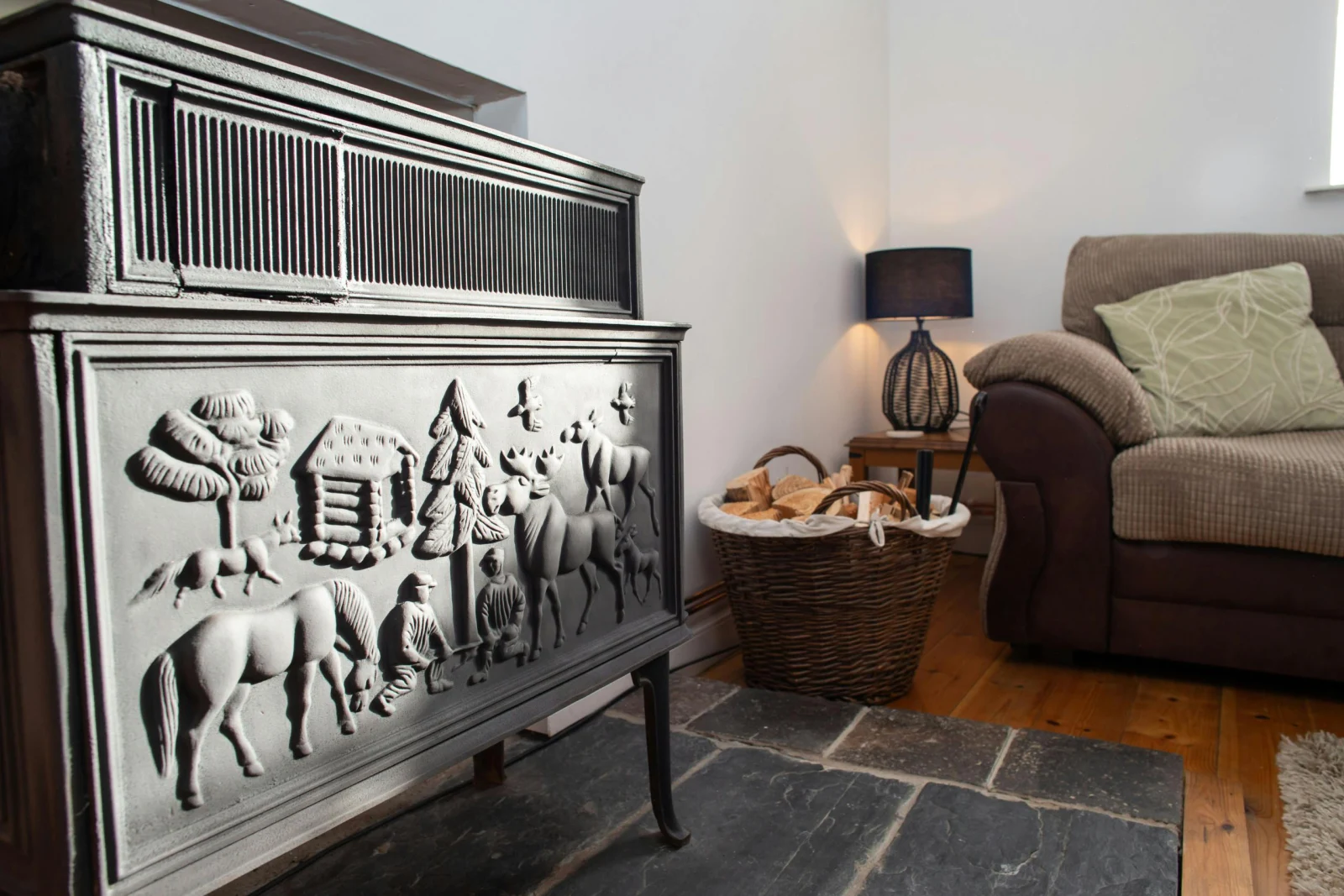 Lounge with wood burner