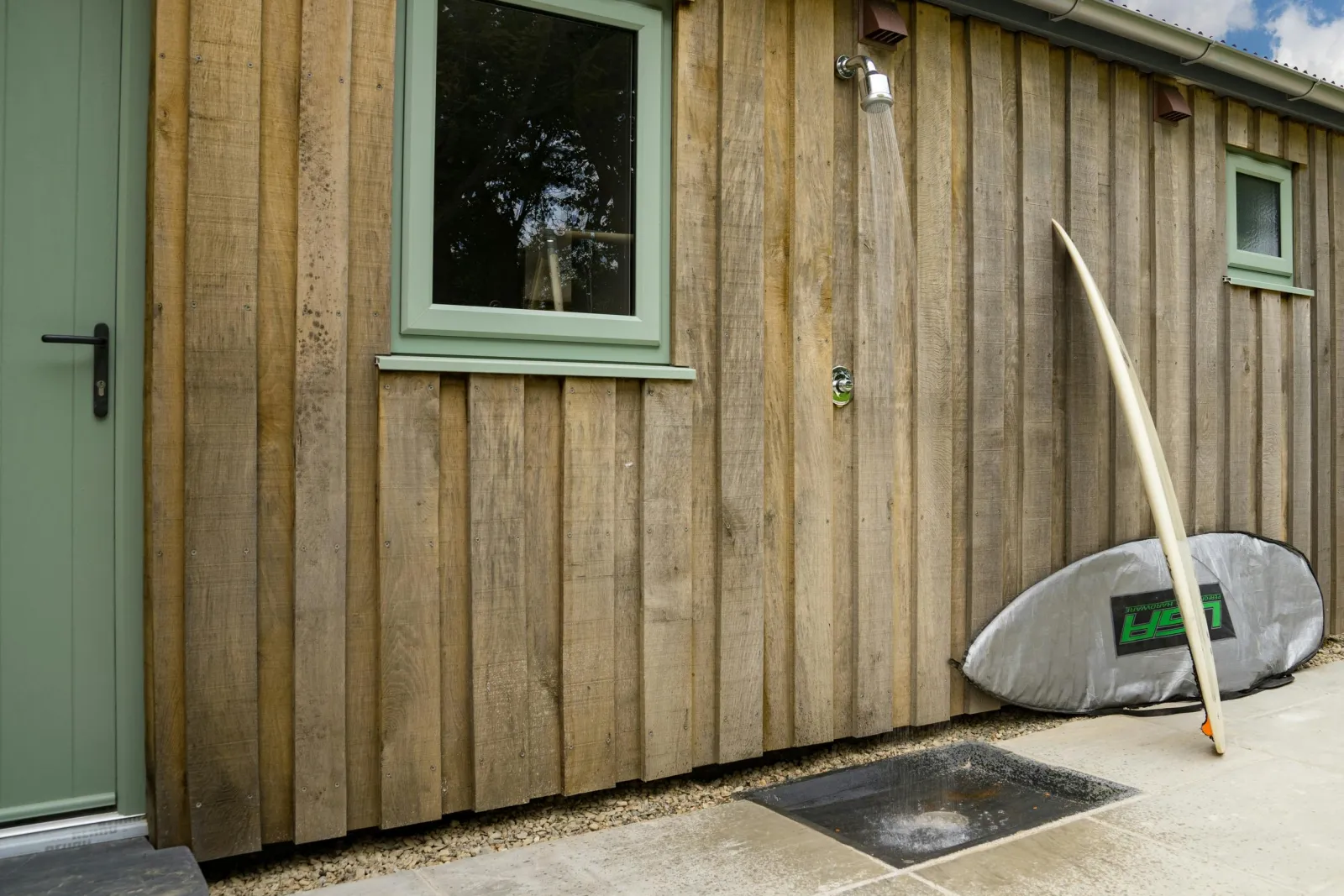 Outdoor shower at Towyn Farmhouse