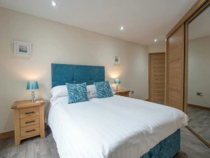Super king bed, bedside cabinets and lamps, large wardrobe