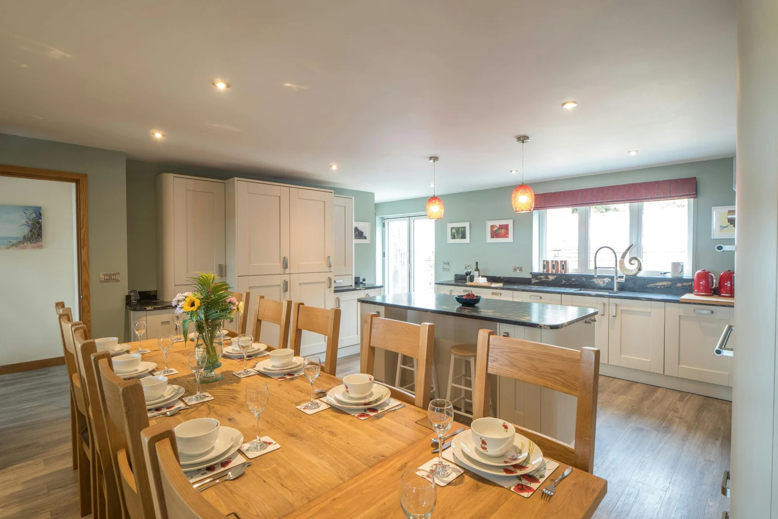 Dining table and chairs ready for lunch