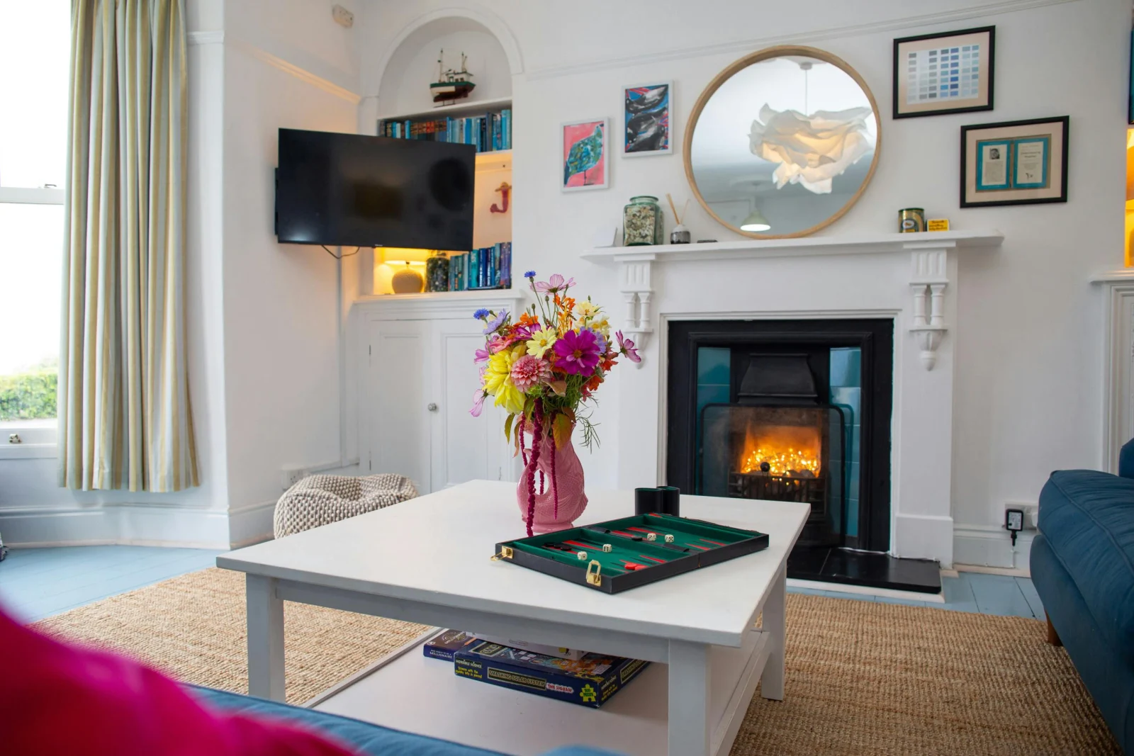 Sitting room with wall mounted Smart TV