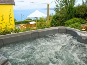 Hot tub with sea views