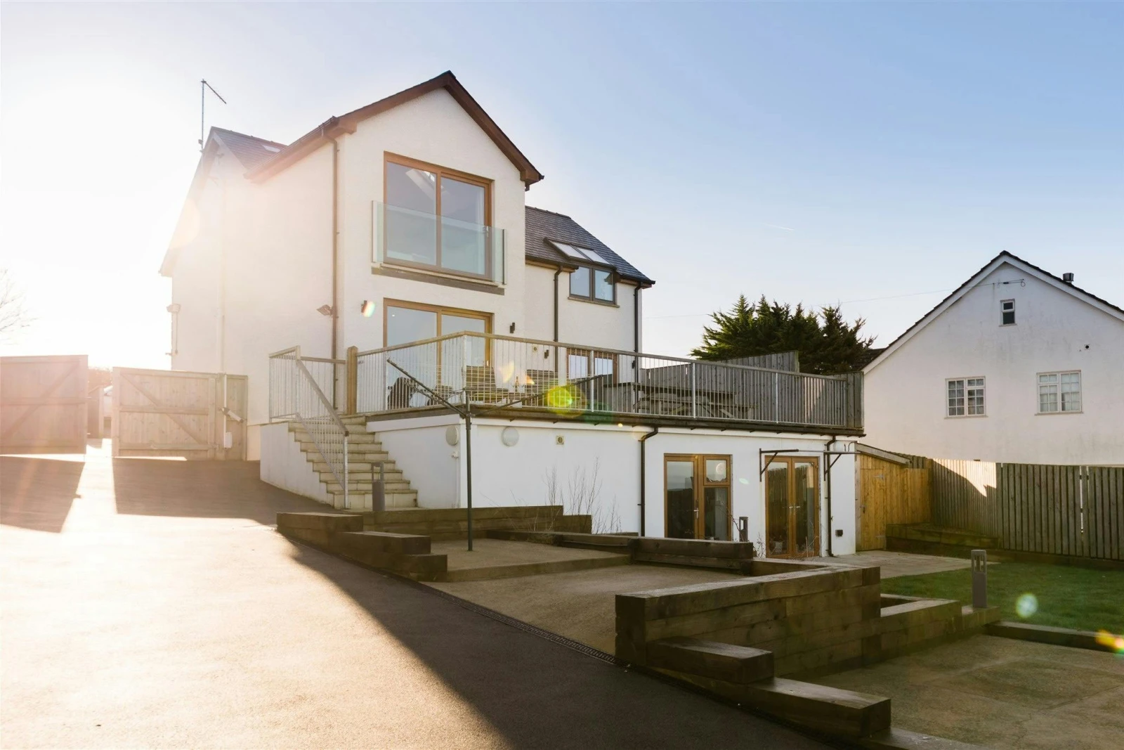 The outside of Pentraeth with tiered garden