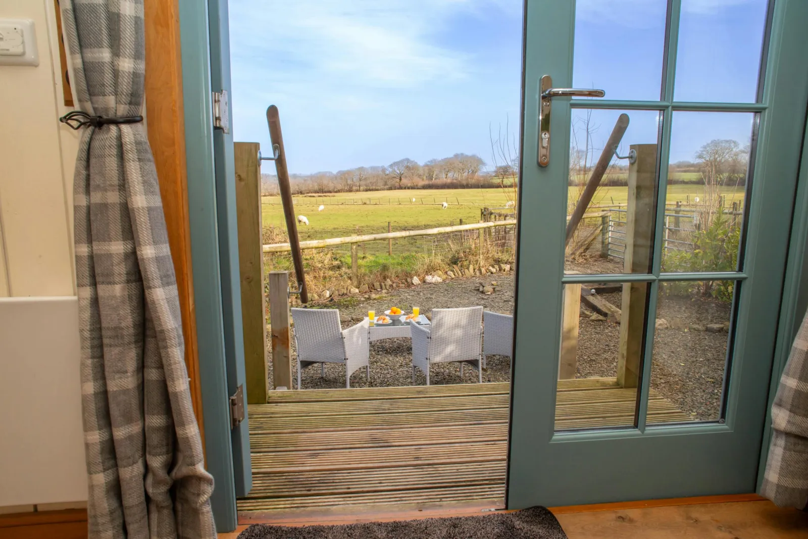 Views from the french doors overlooking fields