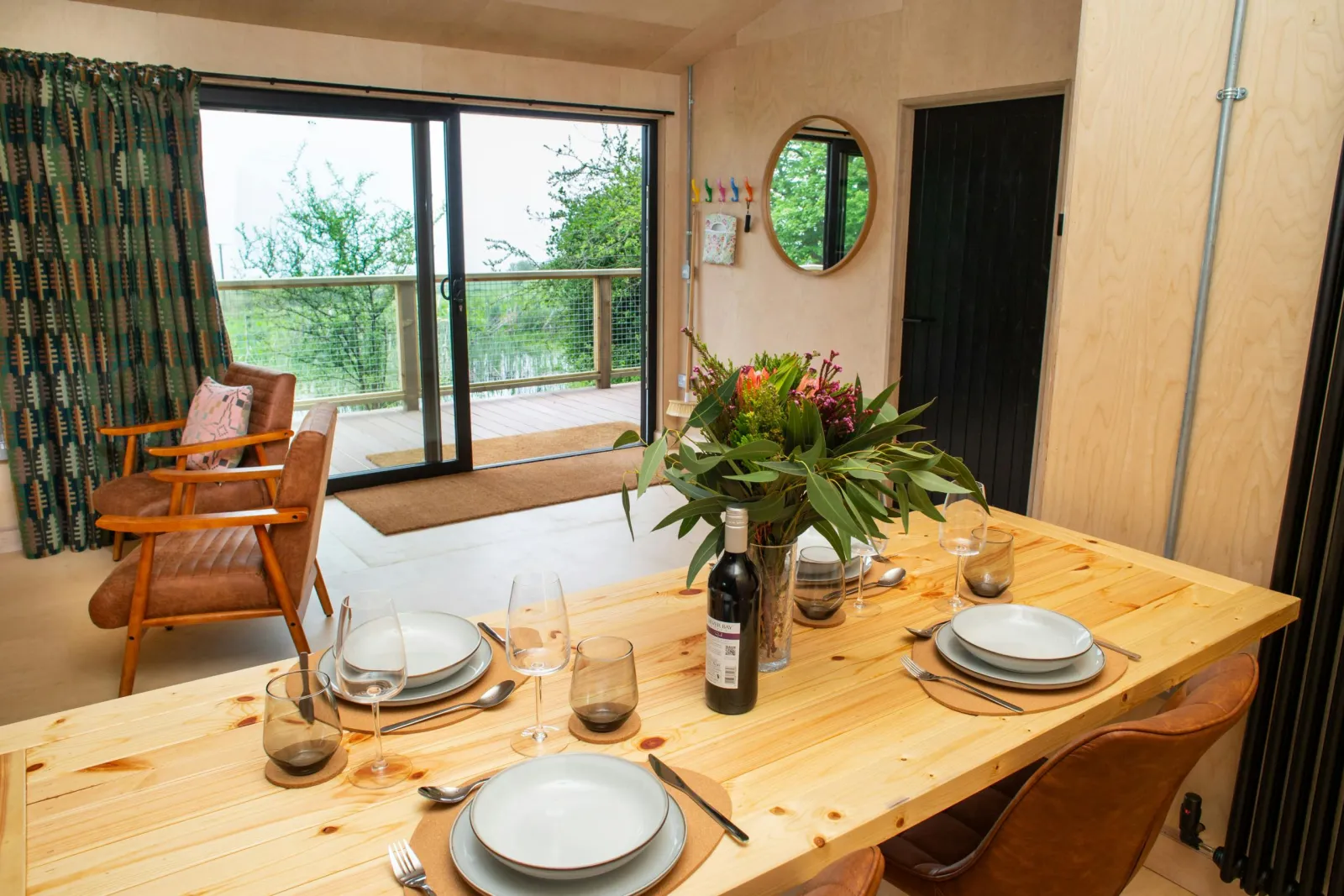 View from the patio doors to the veranda and the lake