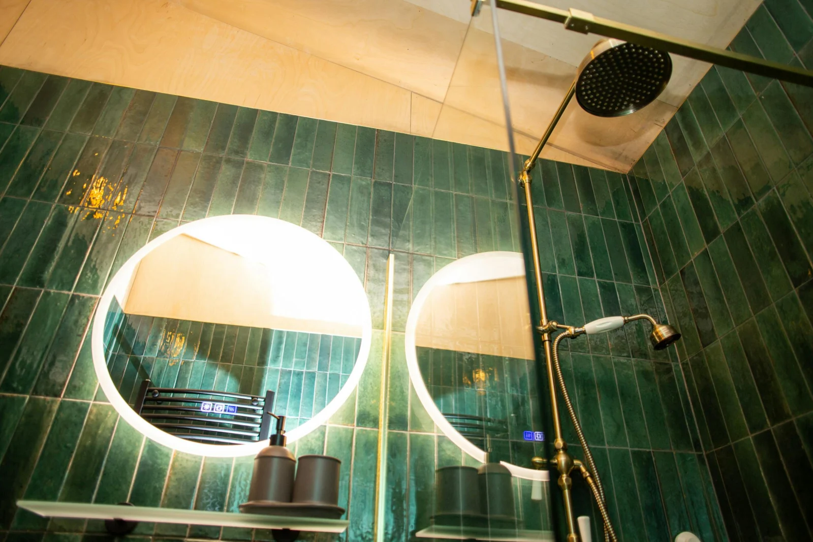 Electric shower and fully tiled bathroom