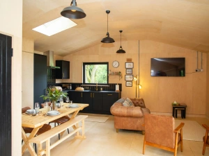 Kitchen with Velux window and window looking to the trees