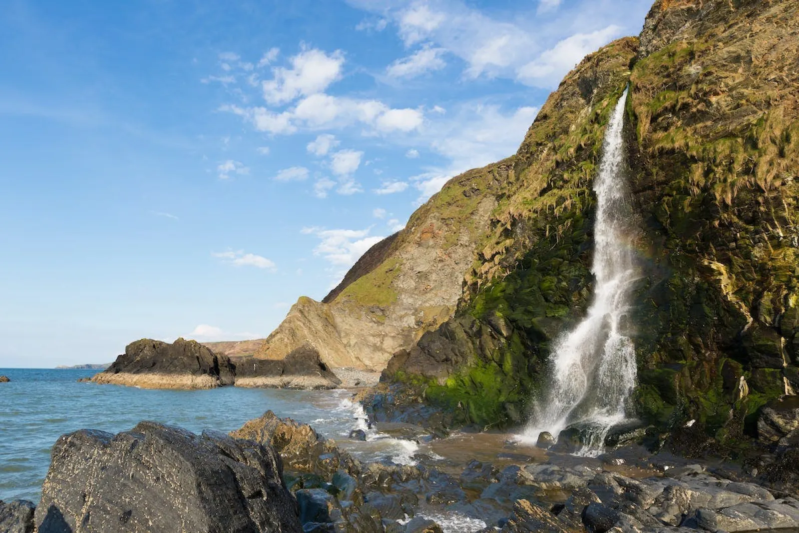 Views of Tresaith waterfall